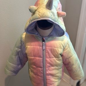 Rainbow unicorn puffer jacket